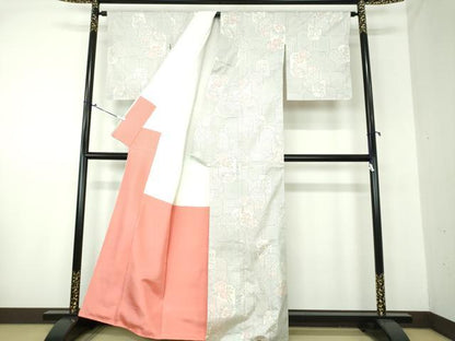 平和屋着物●本場大島紬 白大島 9マルキ 120亀甲 草花文 正絹 逸品 DAAS3340ps