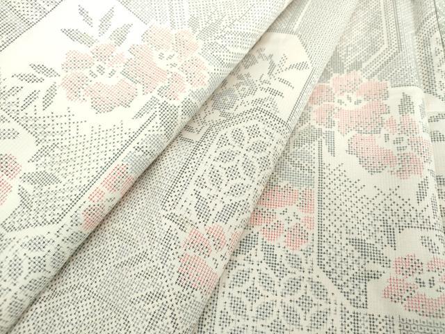 平和屋着物●本場大島紬 白大島 9マルキ 120亀甲 草花文 正絹 逸品 DAAS3340ps