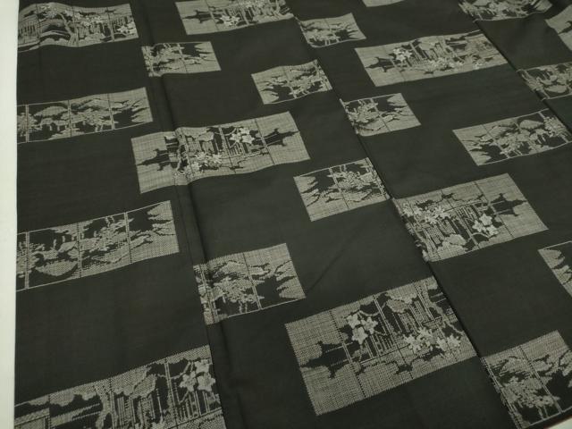 平和屋着物●本場大島紬　9マルキ　横段風景花文　正絹　逸品　DAAS3347ps