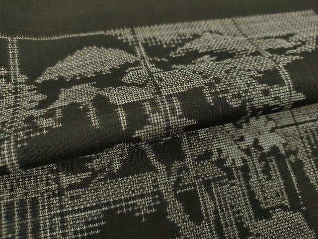 平和屋着物●本場大島紬　9マルキ　横段風景花文　正絹　逸品　DAAS3347ps