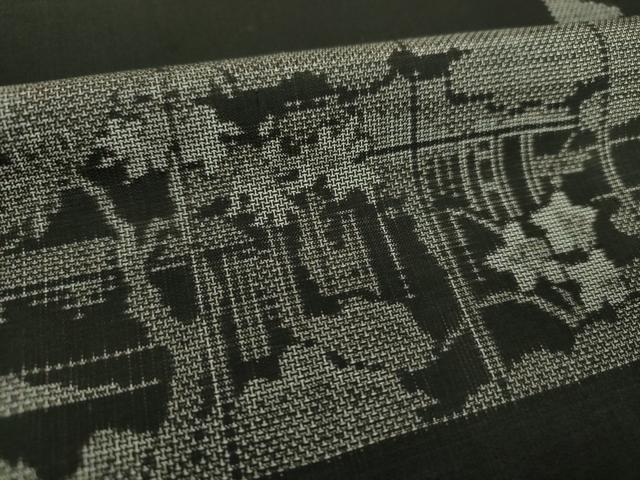 平和屋着物●本場大島紬　9マルキ　横段風景花文　正絹　逸品　DAAS3347ps