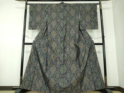 平和屋着物●本場大島紬 蜀江花文 正絹 逸品 DAAS3362ps