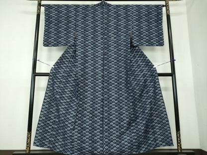平和屋着物▽久留米絣　単衣　扇面　綿　逸品　DAAS3375ps