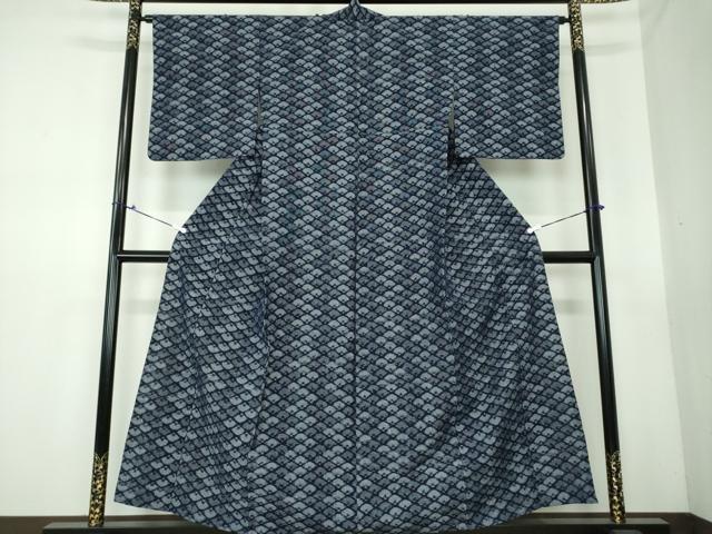 平和屋着物▽久留米絣　単衣　扇面　綿　逸品　DAAS3375ps