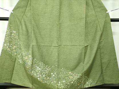平和屋着物●結城紬 訪問着 奥順 はたおり娘 手描 草花文 証紙付き 正絹 逸品 DAAS3378ps