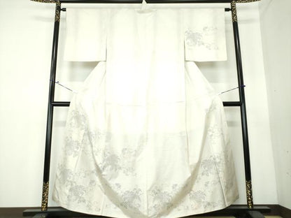 平和屋着物●本場大島紬　白大島　訪問着　雪輪花文　正絹　逸品　DAAS3383ps