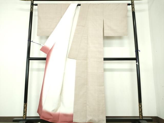 平和屋着物●結城紬 色無地 絹鼠色 正絹 逸品 DAAS3397ps