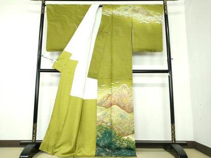 平和屋着物●極上　吉乃一廉　幻の辻が花　訪問着　絞り　辻が花　暈し染め　金通し地　正絹　逸品　未使用　DAAS3415ps