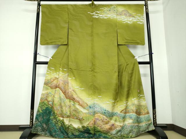 平和屋着物●極上　吉乃一廉　幻の辻が花　訪問着　絞り　辻が花　暈し染め　金通し地　正絹　逸品　未使用　DAAS3415ps