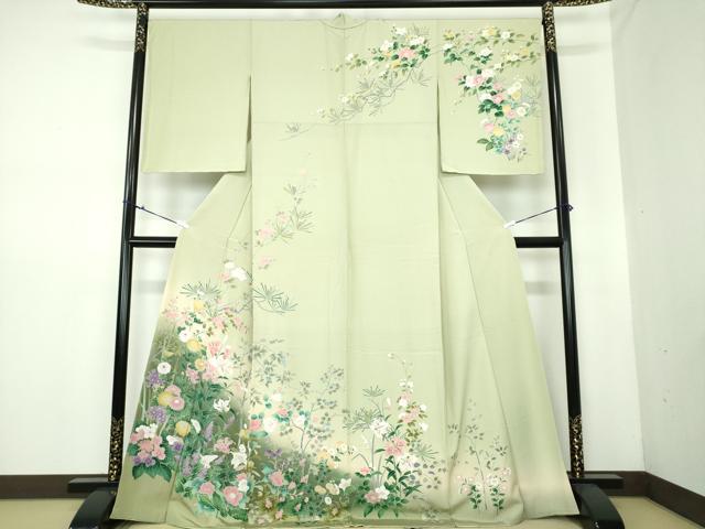 平和屋着物●訪問着　友禅　華麗な花　百合　暈し染め　正絹　逸品　DAAS3423ps