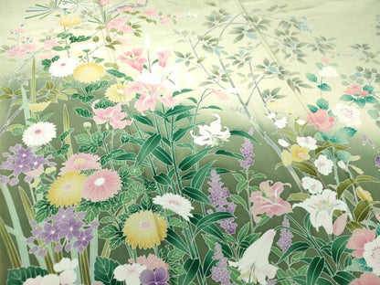 平和屋着物●訪問着　友禅　華麗な花　百合　暈し染め　正絹　逸品　DAAS3423ps