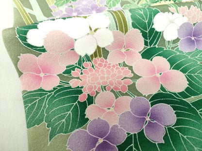 平和屋着物●訪問着　友禅　華麗な花　百合　暈し染め　正絹　逸品　DAAS3423ps