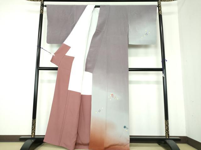 平和屋着物●人形作家・ホリヒロシ 訪問着 刺繍 宝尽くし 暈し染め 鬼しぼ縮緬 金彩 正絹 逸品 DAAS3449ps