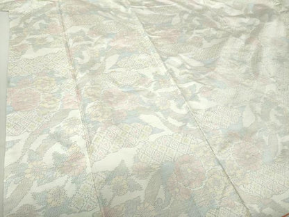 平和屋着物●本場大島紬 白大島 雲取り花文 正絹 逸品 DAAS3472ps