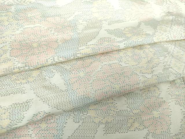 平和屋着物●本場大島紬 白大島 雲取り花文 正絹 逸品 DAAS3472ps