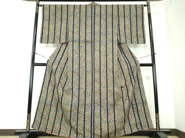 平和屋着物●上質な小紋 紬地 草花間道 正絹 逸品 未使用 DAAS3478ps