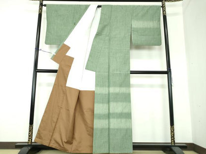 平和屋着物●訪問着 紬地 横段文 正絹 逸品 DAAS3483ps