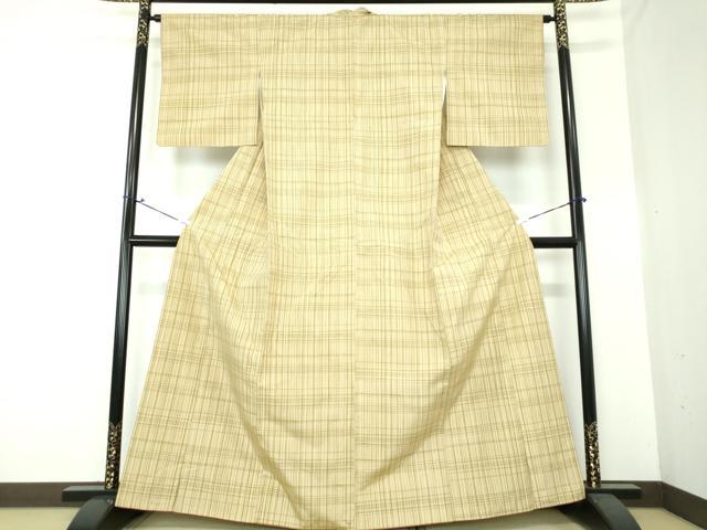 平和屋着物●上質な紬 変わり格子 小田急百貨店扱い 正絹 逸品 DAAS3495ps