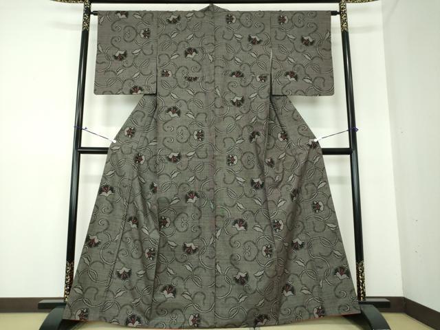平和屋着物●本場大島紬　7マルキ　花唐草文　正絹　逸品　DAAS3496ps