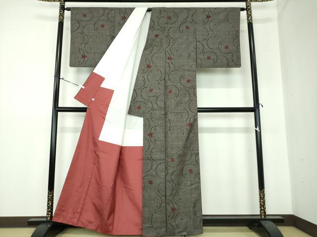 平和屋着物●本場大島紬 7マルキ 草花丸文 正絹 逸品 DAAS3498ps