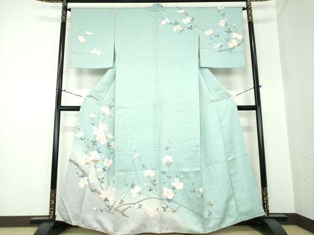 平和屋着物●訪問着　友禅　枝花文　暈し染め　正絹　逸品　DAAS3499ps