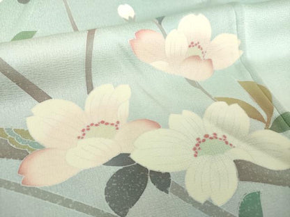 平和屋着物●訪問着　友禅　枝花文　暈し染め　正絹　逸品　DAAS3499ps