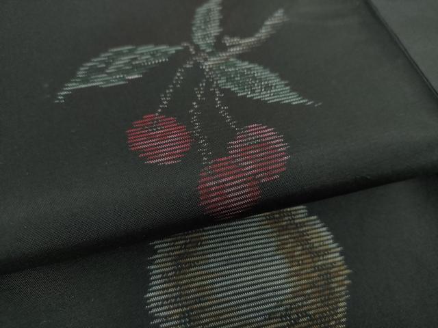 平和屋着物●本場大島紬　地空　成り物　果物　洋梨　さくらんぼ　正絹　逸品　DAAS3501ps