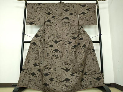 平和屋着物●本場大島紬 7マルキ 雲取り風景花文 正絹 逸品 DAAS3509ps
