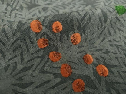 平和屋着物●上質な小紋 紬地 刺繍 手描き 草葉文 正絹 逸品 DAAS3513ps