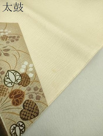 平和屋着物●太鼓柄袋帯　刺繍　雪輪吉祥花文　金彩　正絹　逸品　未使用　DAAS3530ps