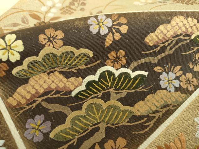平和屋着物●太鼓柄袋帯　刺繍　雪輪吉祥花文　金彩　正絹　逸品　未使用　DAAS3530ps