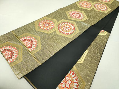 平和屋着物●西陣 川島織物 六通柄 本袋帯 亀甲花文 金糸 正絹 逸品 DAAS3542ps