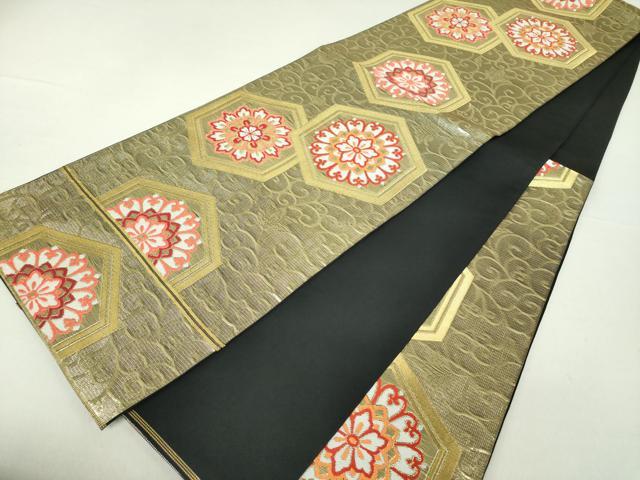 平和屋着物●西陣 川島織物 六通柄 本袋帯 亀甲花文 金糸 正絹 逸品 DAAS3542ps