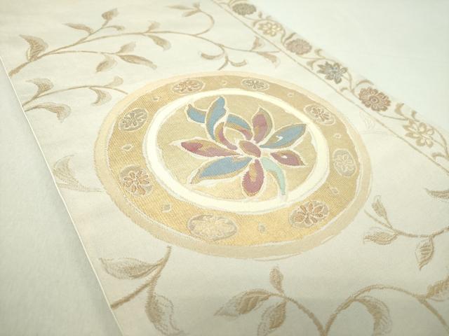 平和屋着物●洛風林 工芸帯地 銀座きしや 六通柄袋帯 花丸文 金糸 引箔 正絹 逸品 DAAS3561ps