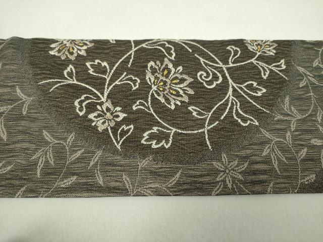 平和屋着物●九寸名古屋帯　スリーシーズン帯　春　夏　秋　櫛織り　更紗花唐草文　金糸　正絹　逸品　DAAS3567ps