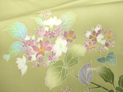 平和屋着物●塩瀬　九寸名古屋帯　友禅　作家物　枝花文　正絹　逸品　DAAS3576ps