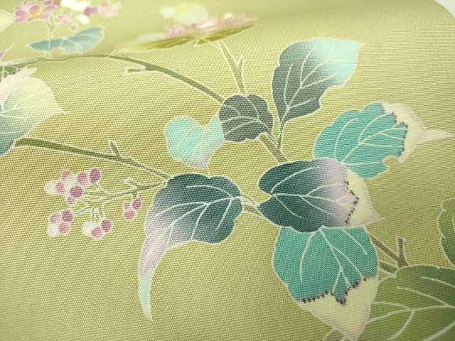 平和屋着物●塩瀬　九寸名古屋帯　友禅　作家物　枝花文　正絹　逸品　DAAS3576ps