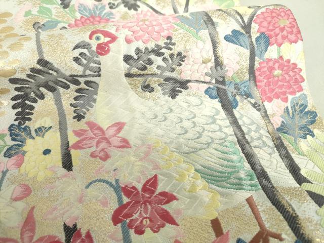 平和屋着物●本加賀友禅作家 百貫華峰 「美しいキモノ」お馴染みのメーカー となみ織物 六通柄袋帯 唐織 花鳥文 金糸 逸品 DAAS3577ps