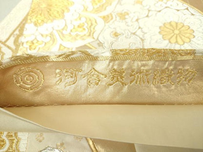 平和屋着物●西陣　河合美術織物謹製　六通柄袋帯　唐織　正倉院花文　金銀糸　三越扱い　正絹　逸品　DAAS3624ps