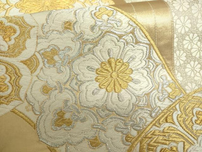 平和屋着物●西陣　河合美術織物謹製　六通柄袋帯　唐織　正倉院花文　金銀糸　三越扱い　正絹　逸品　DAAS3624ps