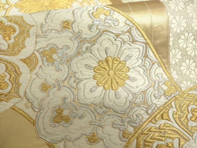 平和屋着物●西陣　河合美術織物謹製　六通柄袋帯　唐織　正倉院花文　金銀糸　三越扱い　正絹　逸品　DAAS3624ps
