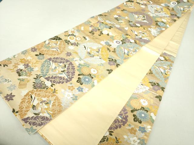 平和屋着物●六通柄袋帯 唐織 七宝小袖文 金糸 三越扱い 正絹 逸品 DAAS3633ps