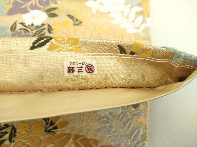 平和屋着物●六通柄袋帯 唐織 七宝小袖文 金糸 三越扱い 正絹 逸品 DAAS3633ps