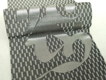 平和屋着物●男性　両面　角帯　梵字　変わり市松　金糸　正絹　逸品　DAAS3654ps
