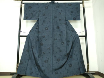 平和屋着物●塩沢紬　更紗花唐草文　正絹　逸品　DAAS3673ps