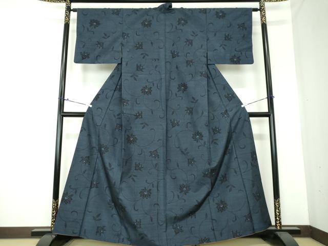 平和屋着物●塩沢紬　更紗花唐草文　正絹　逸品　DAAS3673ps