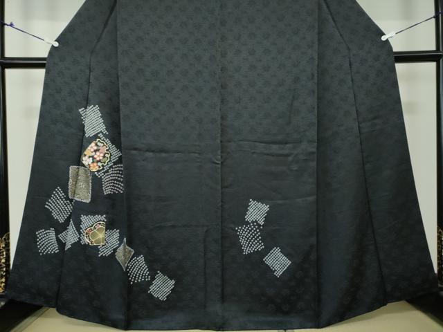 平和屋着物●訪問着　駒刺繍　絞り　色紙重ね花文　金彩　正絹　逸品　DAAS3705ps