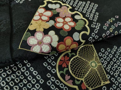平和屋着物●訪問着　駒刺繍　絞り　色紙重ね花文　金彩　正絹　逸品　DAAS3705ps