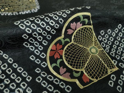 平和屋着物●訪問着　駒刺繍　絞り　色紙重ね花文　金彩　正絹　逸品　DAAS3705ps