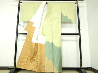 平和屋着物●訪問着 紬地 霞文 正絹 逸品 DAAS3706ps